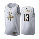 Camiseta Golden Edition Houston Rockets James Harden #13 2019-20 Blanco
