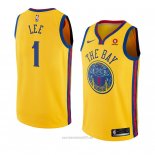 Camiseta Golden State Warriors Damion Lee #1 Ciudad 2018 Amarillo