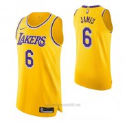 Camiseta Los Angeles Lakers LeBron James #6 Icon Autentico Amarillo