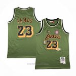 Camiseta Los Angeles Lakers Lebron James #23 Mitchell & Ness 2018-19 Verde