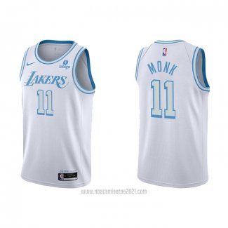 Camiseta Los Angeles Lakers Malik Monk #11 Ciudad 2021-22 Blanco