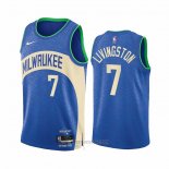 Camiseta Milwaukee Bucks Chris Livingston #7 Ciudad 2023-24 Azul