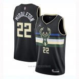 Camiseta Milwaukee Bucks Khris Middleton #22 Statement 2020-21 Negro