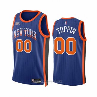 Camiseta New York Knicks Jacob Toppin #00 Ciudad 2023-24 Azul