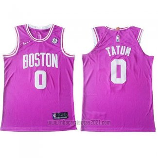 Camiseta Boston Celtics Jayson Tatum #0 Authentic Rosa