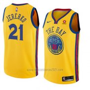 Camiseta Golden State Warriors Jonas Jerebko #21 Ciudad 2018-19 Amarillo