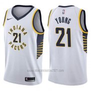 Camiseta Indiana Pacers Thaddeus Young #21 Association 2017-18 Blanco