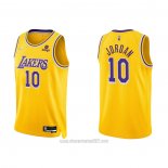 Camiseta Los Angeles Lakers DeAndre Jordan #10 75th Anniversary 2021-22 Amarillo