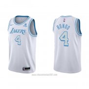 Camiseta Los Angeles Lakers Rajon Rondo #4 Ciudad 2021-22 Blanco