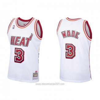 Camiseta Miami Heat Dwyane Wade #3 Hardwood Classics Blanco