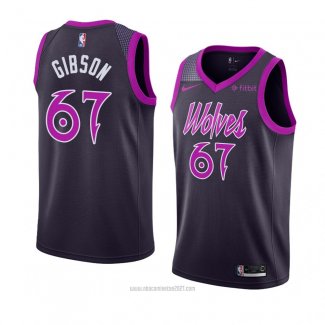 Camiseta Minnesota Timberwolves Taj Gibson #67 Ciudad 2018-19 Violeta