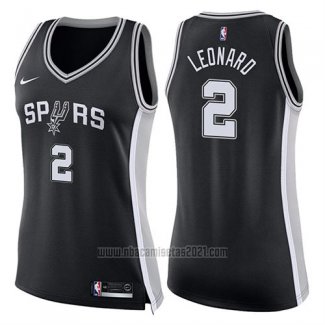 Camiseta Mujer San Antonio Spurs Kawhi Leonard #2 Icon 2017-18 Negro