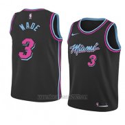 Camiseta Nino Miami Heat Dwyane Wade #3 Ciudad 2018 19 Negro