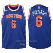 Camiseta Nino New York Knicks Kristaps Porzingis #6 2017-18 Azul