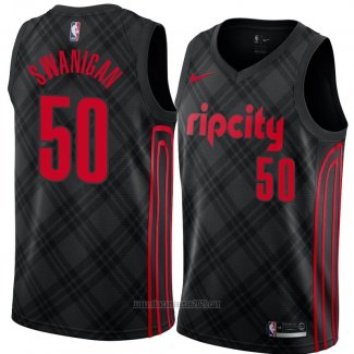 Camiseta Portland Trail Blazers Caleb Swanigan #50 Ciudad 2018 Negro