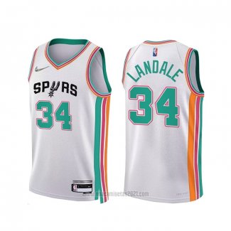 Camiseta San Antonio Spurs Jock Landale #34 Ciudad 2021-22 Blanco