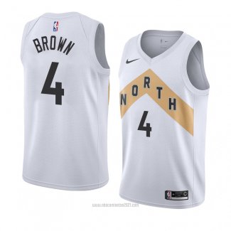 Camiseta Toronto Raptors Lorenzo Brown #4 Ciudad 2018 Blanco