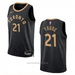 Camiseta Toronto Raptors Thaddeus Young #21 Ciudad 2022-23 Negro