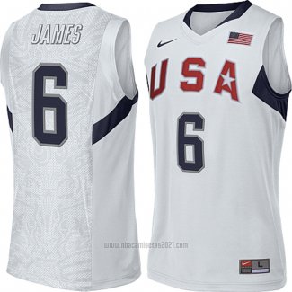 Camiseta USA 2008 LeBron James #6 Blanco