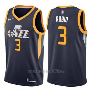 Camiseta Utah Jazz Ricky Rubio #3 Icon 2017-18 Azul