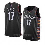 Camiseta Brooklyn Nets Garrett Temple #17 Ciudad 2019 Negro