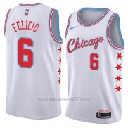 Camiseta Chicago Bulls Cristiano Felicio #6 Ciudad 2018 Blanco