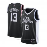 Camiseta Los Angeles Clippers Paul George #13 Ciudad 2020-21 Negro