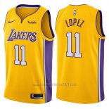 Camiseta Los Angeles Lakers Brook Lopez #11 2017-18 Amarillo
