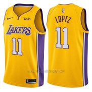 Camiseta Los Angeles Lakers Brook Lopez #11 2017-18 Amarillo