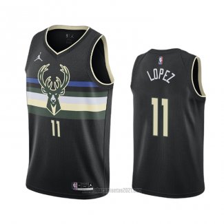 Camiseta Milwaukee Bucks Brook Lopez #11 Statement 2020-21 Negro