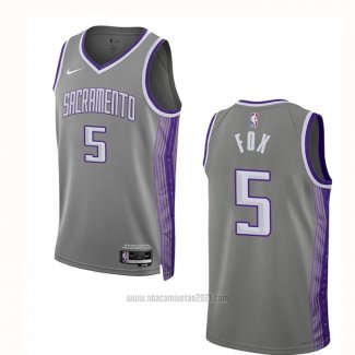 Camiseta Sacramento Kings De'Aaron Fox #5 Ciudad 2022-23 Gris