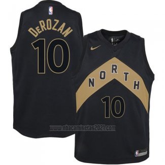 Camiseta Toronto Raptors Derozan #10 Ciudad 2017-18 Negro