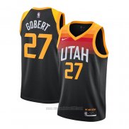 Camiseta Utah Jazz Rudy Gobert #27 Ciudad 2020-21 Negro