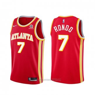 Camiseta Atlanta Hawks Rajon Rondo #7 Icon 2020-21 Rojo