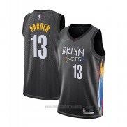 Camiseta Brooklyn Nets James Hardenl #13 Ciudad 2020-21 Negro