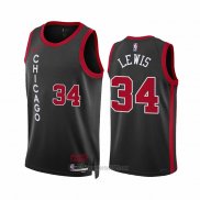 Camiseta Chicago Bulls Justin Lewis #34 Ciudad 2023-24 Negro