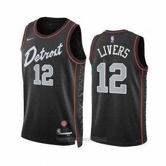 Camiseta Detroit Pistons Isaiah Livers #12 Ciudad 2023-24 Negro