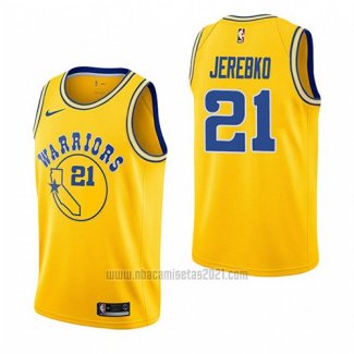 Camiseta Golden State Warriors Jonas Jerebko #21 Hardwood Classic 2018-19 Amarillo