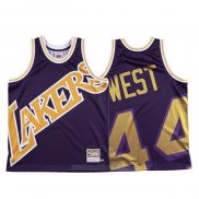 Camiseta Los Angeles Lakers Jerry West #44 Mitchell & Ness Big Face Violeta
