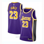 Camiseta Los Angeles Lakers LeBron James #23 Statement 2020-21 Violeta