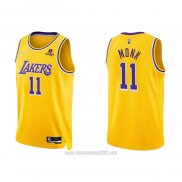 Camiseta Los Angeles Lakers Malik Monk #11 75th Anniversary 2021-22 Amarillo