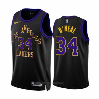 Camiseta Los Angeles Lakers Shaquille O'neal #34 Ciudad 2023-24 Negro