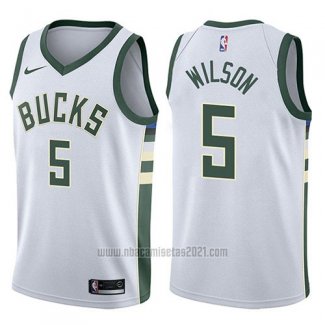 Camiseta Milwaukee Bucks D.j. Wilson #5 Swingman Association 2017-18 Blanco