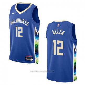 Camiseta Milwaukee Bucks Grayson Allen #12 Ciudad 2022-23 Azul