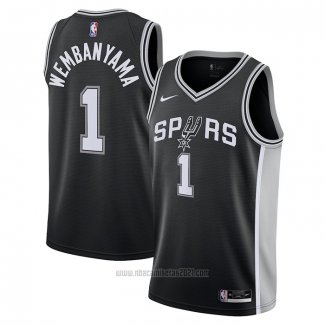 Camiseta Nino San Antonio Spurs Victor Wembanyama #1 Icon 2022-23 Negro