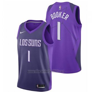 Camiseta Phoenix Suns Booker #1 Ciudad 2017-18 Violeta