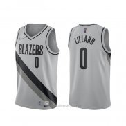 Camiseta Portland Trail Blazers Damian Lillard #0 Earned 2020-21 Gris