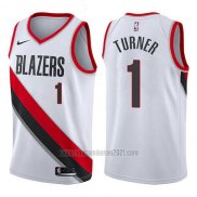 Camiseta Portland Trail Blazers Evan Turner #1 Association 2017-18 Blanco