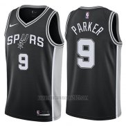 Camiseta San Antonio Spurs Tony Parker #9 Icon 2017-18 Negro