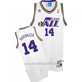 Camiseta Utah Jazz Jeff Hornacek #14 Retro Blanco